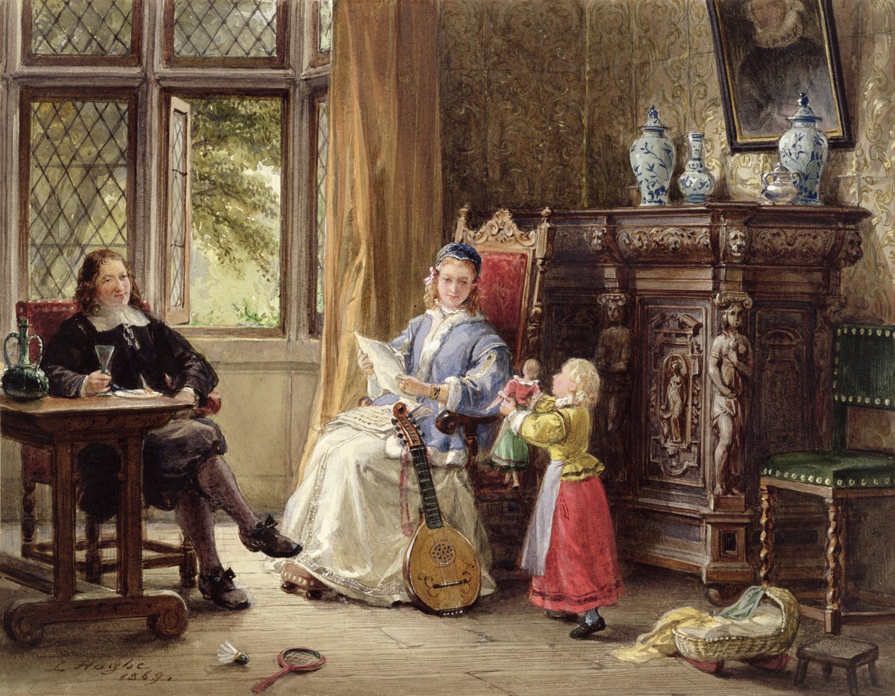 Elizabethansk interiör av Louis Haghe