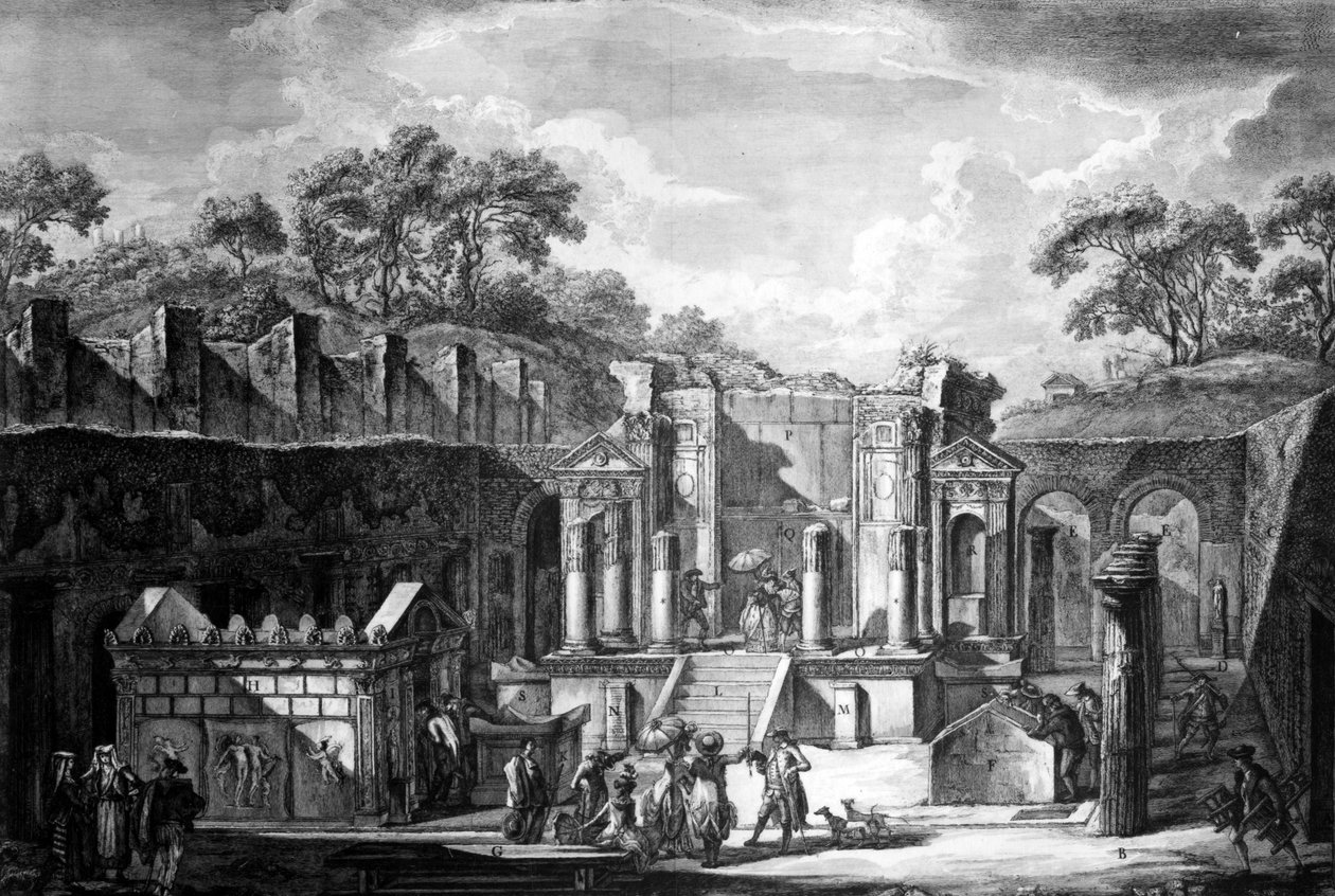 Utsikt över Isis tempel, Pompeji, graverad av Francesco Piranesi, 1788 av Louis Jean Desprez