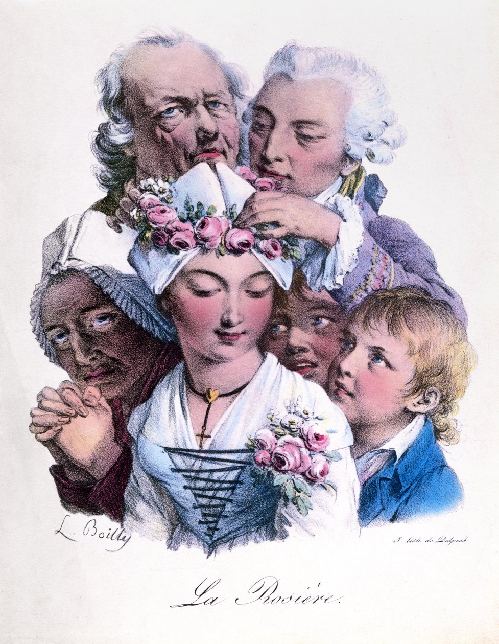 Den dygdiga jungfrun kröns med rosor, c.1825 av Louis Leopold Boilly