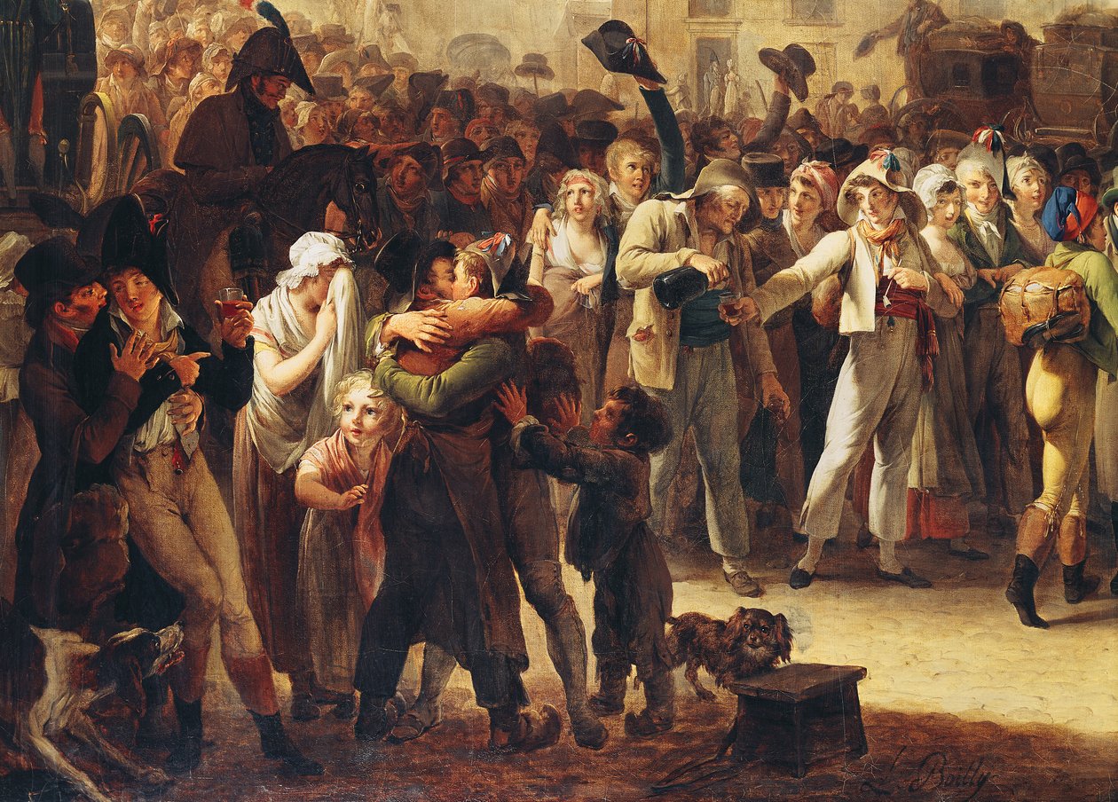 The Conscripts of 1807 Marching Past the Gate of Saint-Denis, detalj om de värnpliktiga (se även 92387 och 154983) av Louis Leopold Boilly