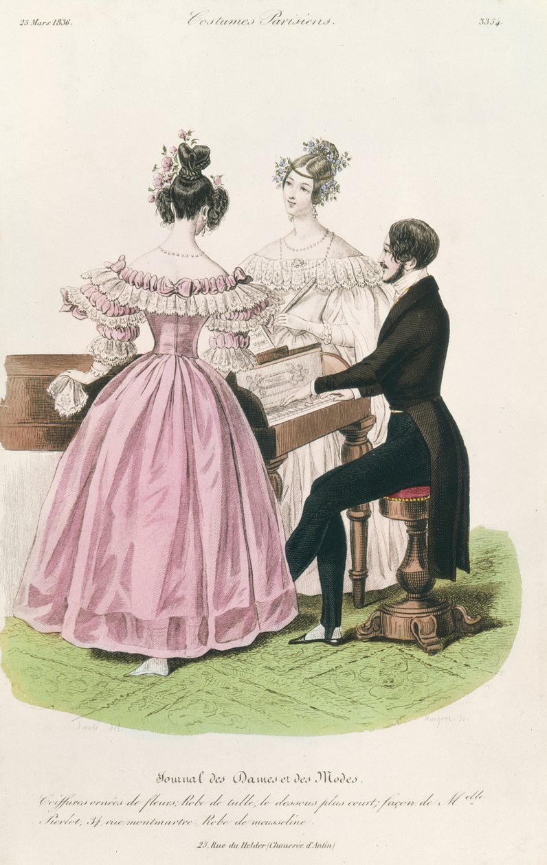 Modetallrik från Journal des Dames et des Modes, 23 mars 1836 av Louis Marie Lante