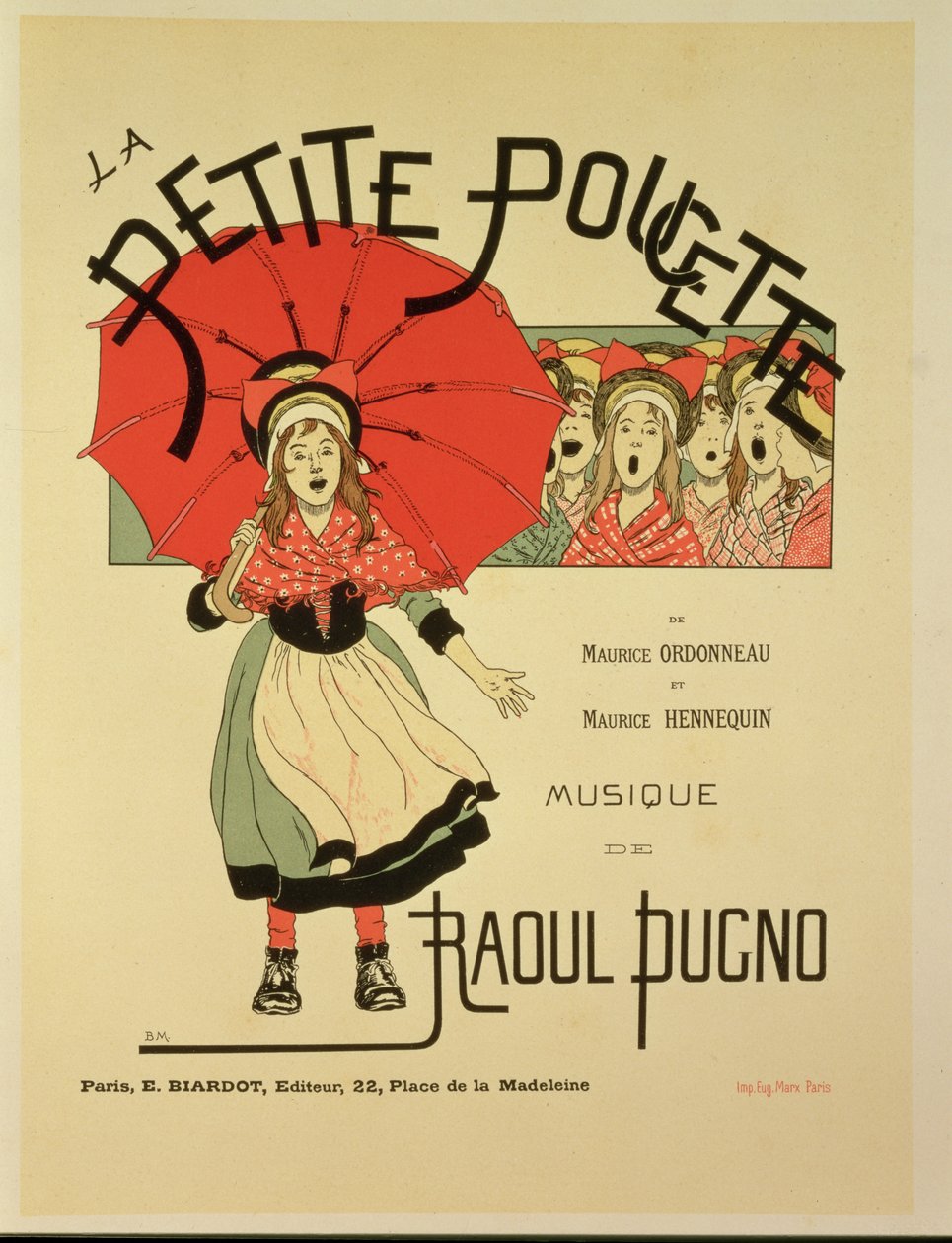 Reproduktion av en affisch för operetten "La Petite Poucette", 1891 av Louis Maurice Boutet de Monvel