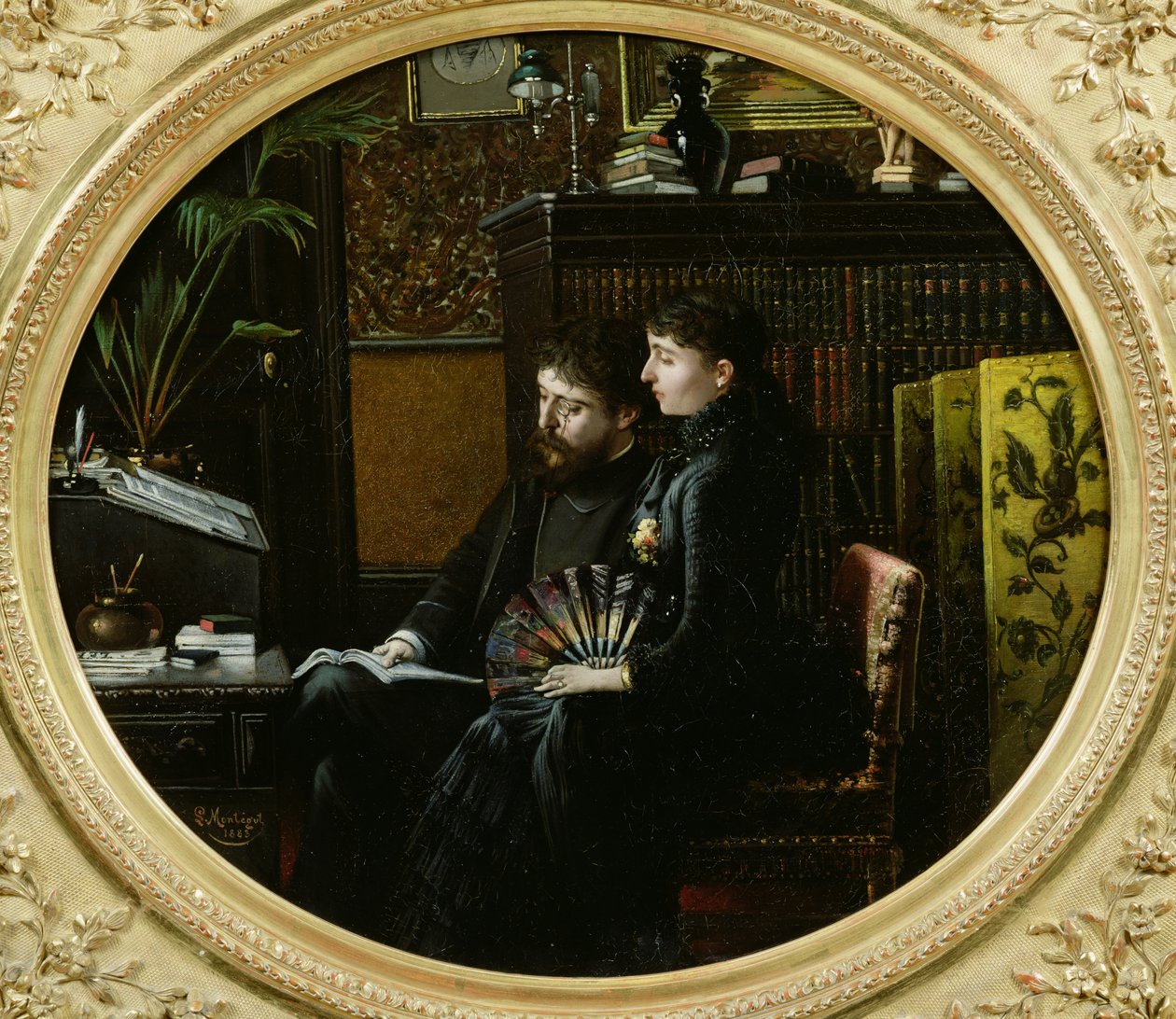 Alphonse Daudet (1840-97) och hans fru i sitt arbetsrum, 1883 av Louis Montegut