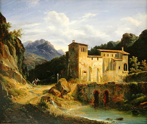 Utsikt över ett kloster, 1827 av Louis Montvignier