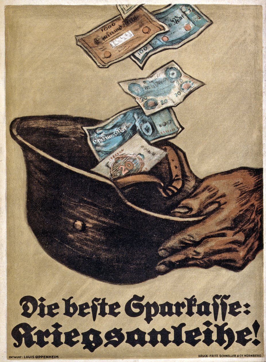 WW1 German War Loan-affisch, Die Beste Sparkasse: Kriegsanleihe !, c.1914-18 av Louis Oppenheim