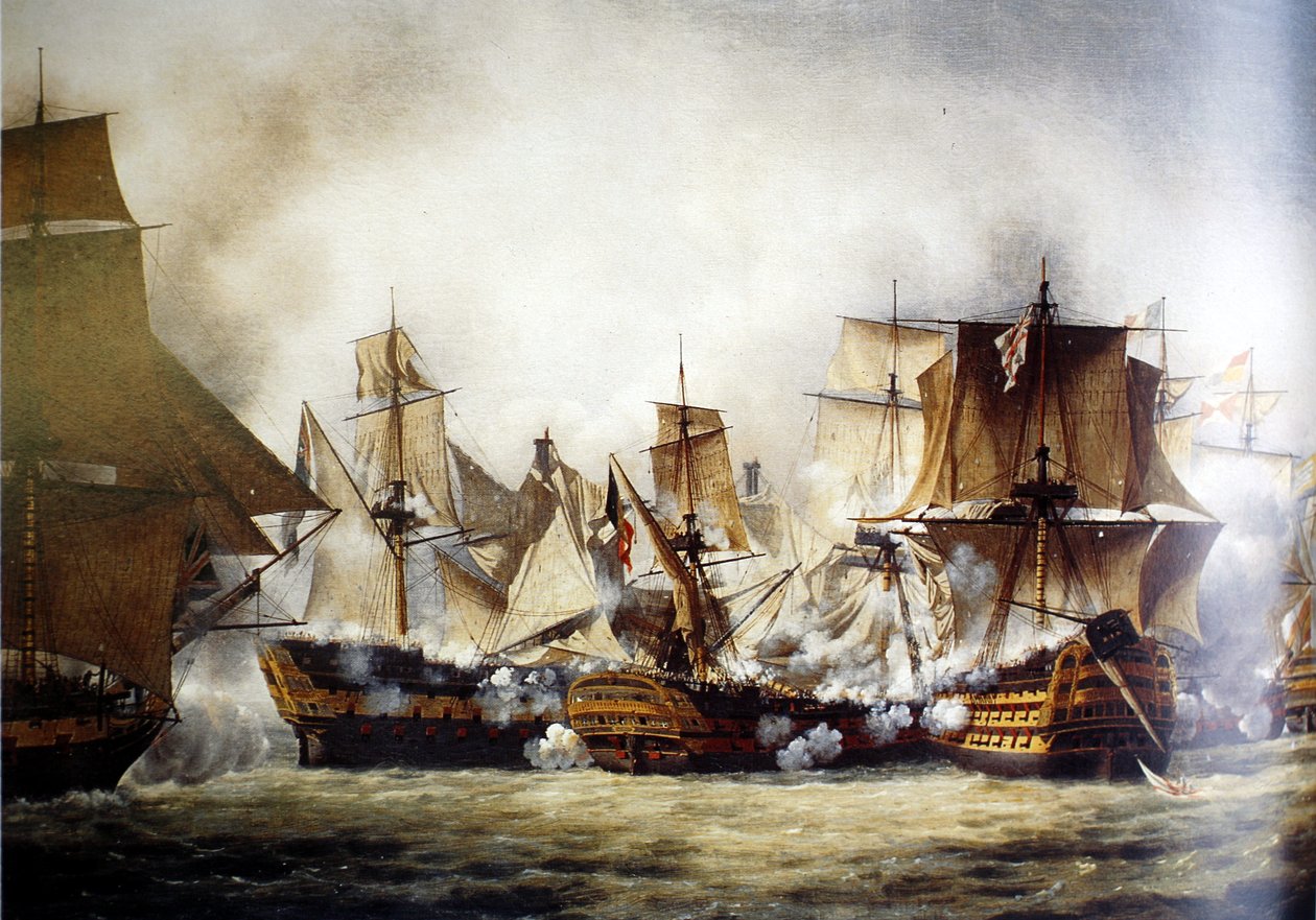 Scene of the Battle of Trafalgar av Louis Philippe Crepin