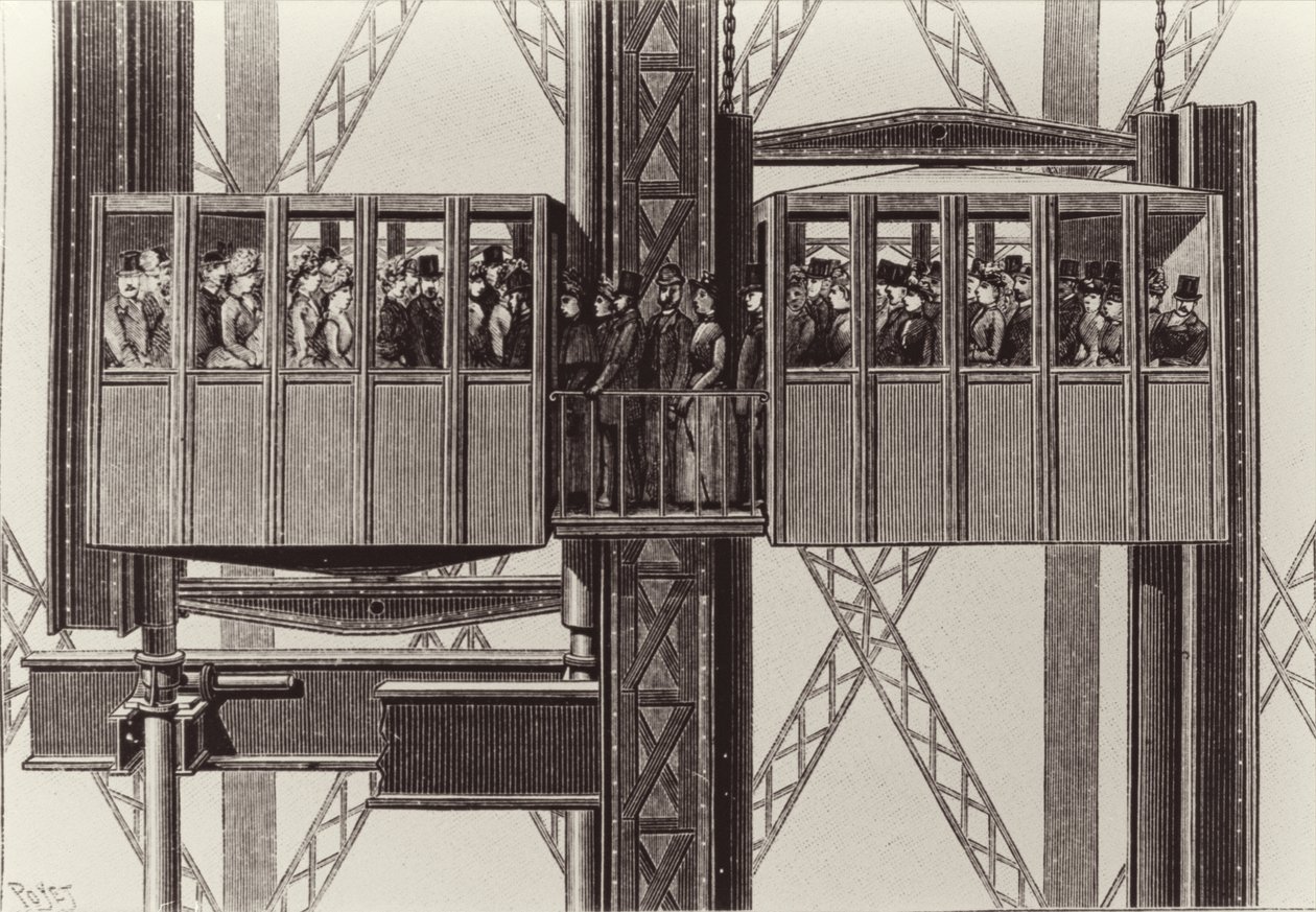Design för ett lyft, av Gustave Eiffel av Louis Poyet