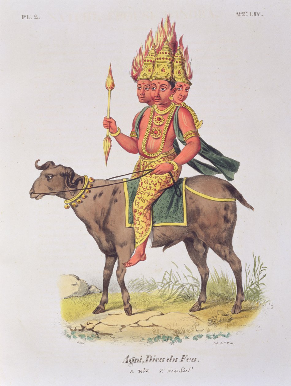 Agni, eldens gud, graverad av Charles Etienne Pierre (1785-1836) av Louis Thomas Bardel