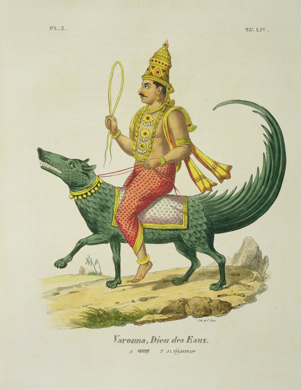 Varuna, havets gud, graverad av Charles Etienne Pierre Motte (1785-1836) av Louis Thomas Bardel