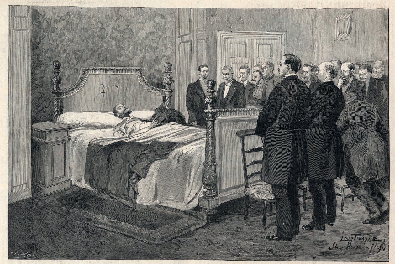 The Death of the Comte de Paris, Stowe House, England, 1894. av Louis Tinayre