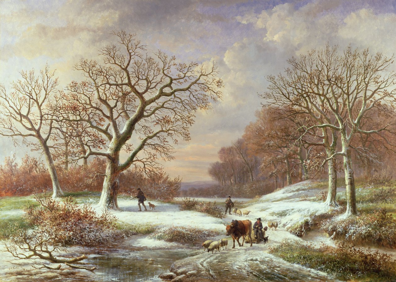 Vinterlandskap, 1800-talet av Louis Verboeckhoven