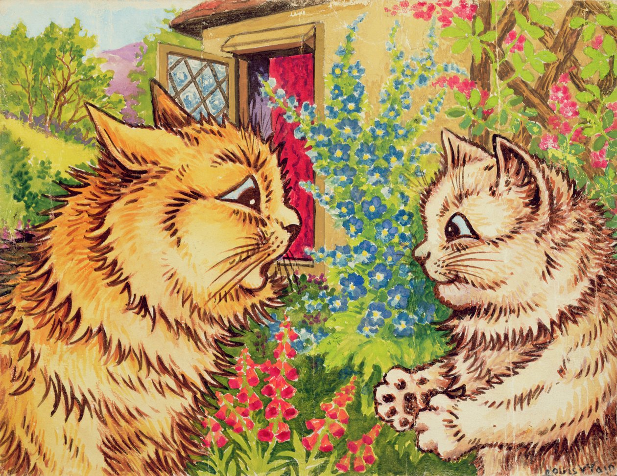 Katter i en trädgård av Louis Wain