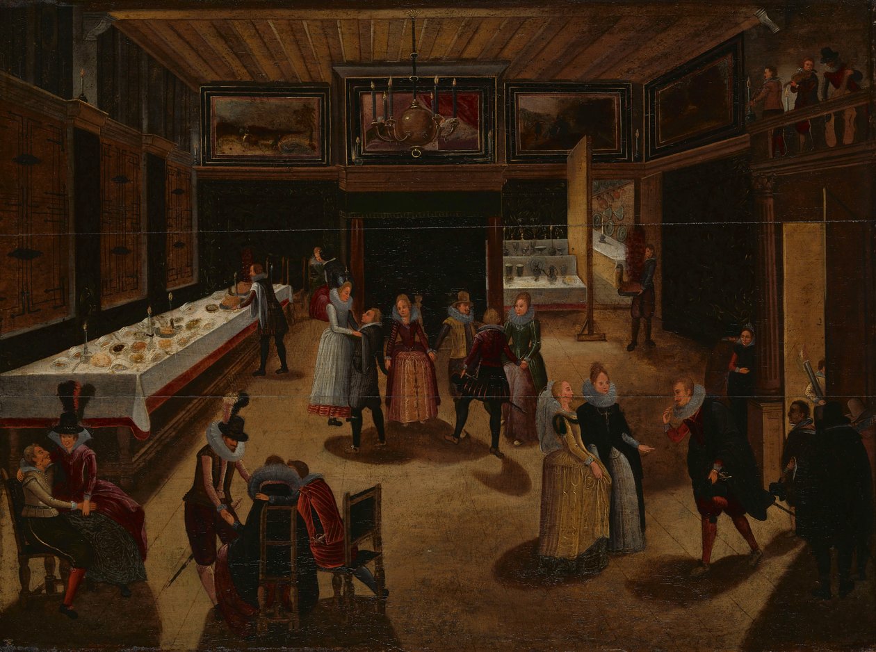 Feestvierend gezelschap bij avond av Louis de Caullery