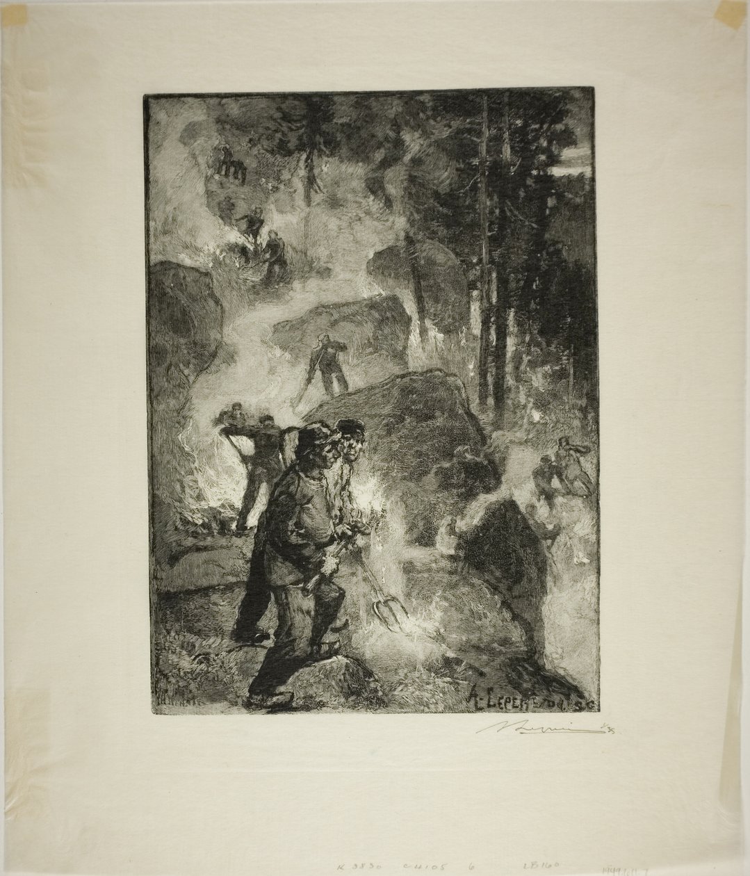 Brännare i skogen av Louis Auguste Lepère