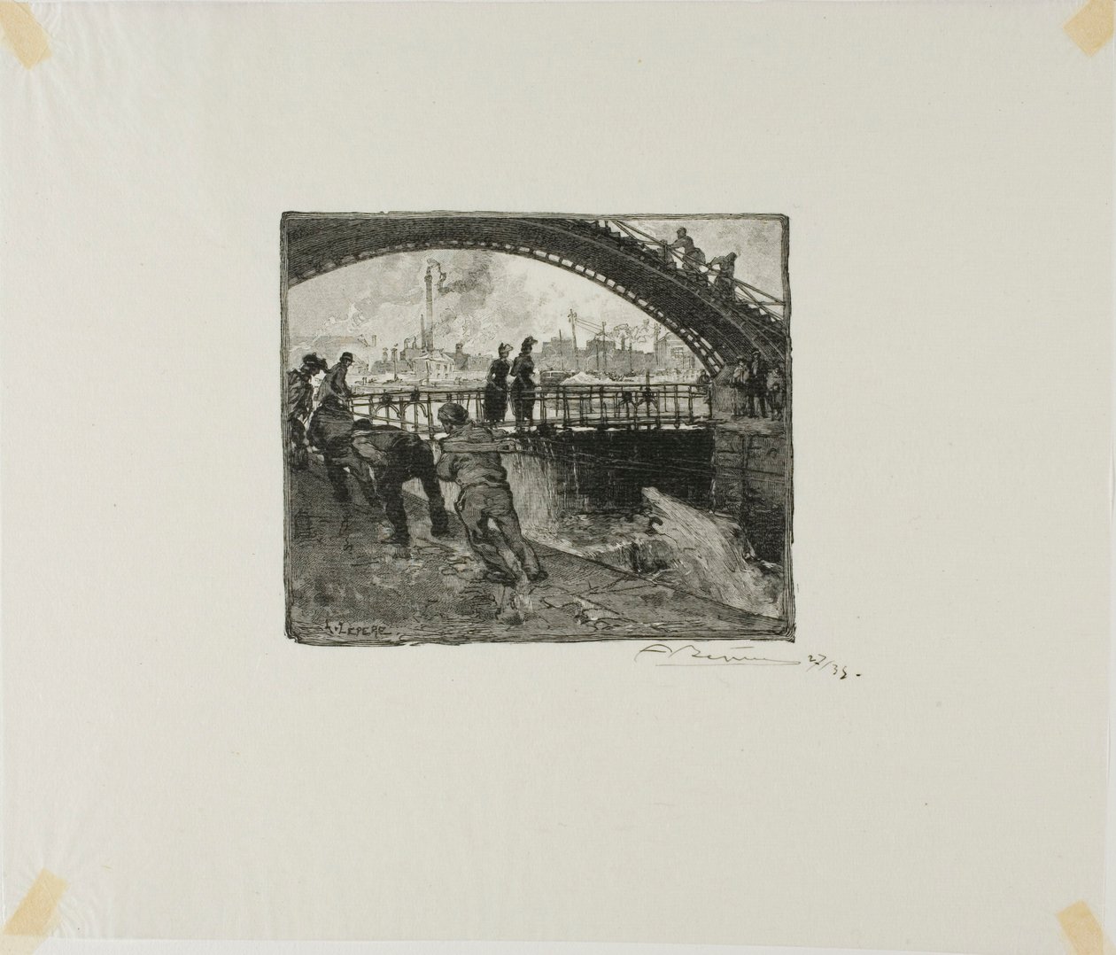 Slussen i Canal Saint-Martin av Louis Auguste Lepère