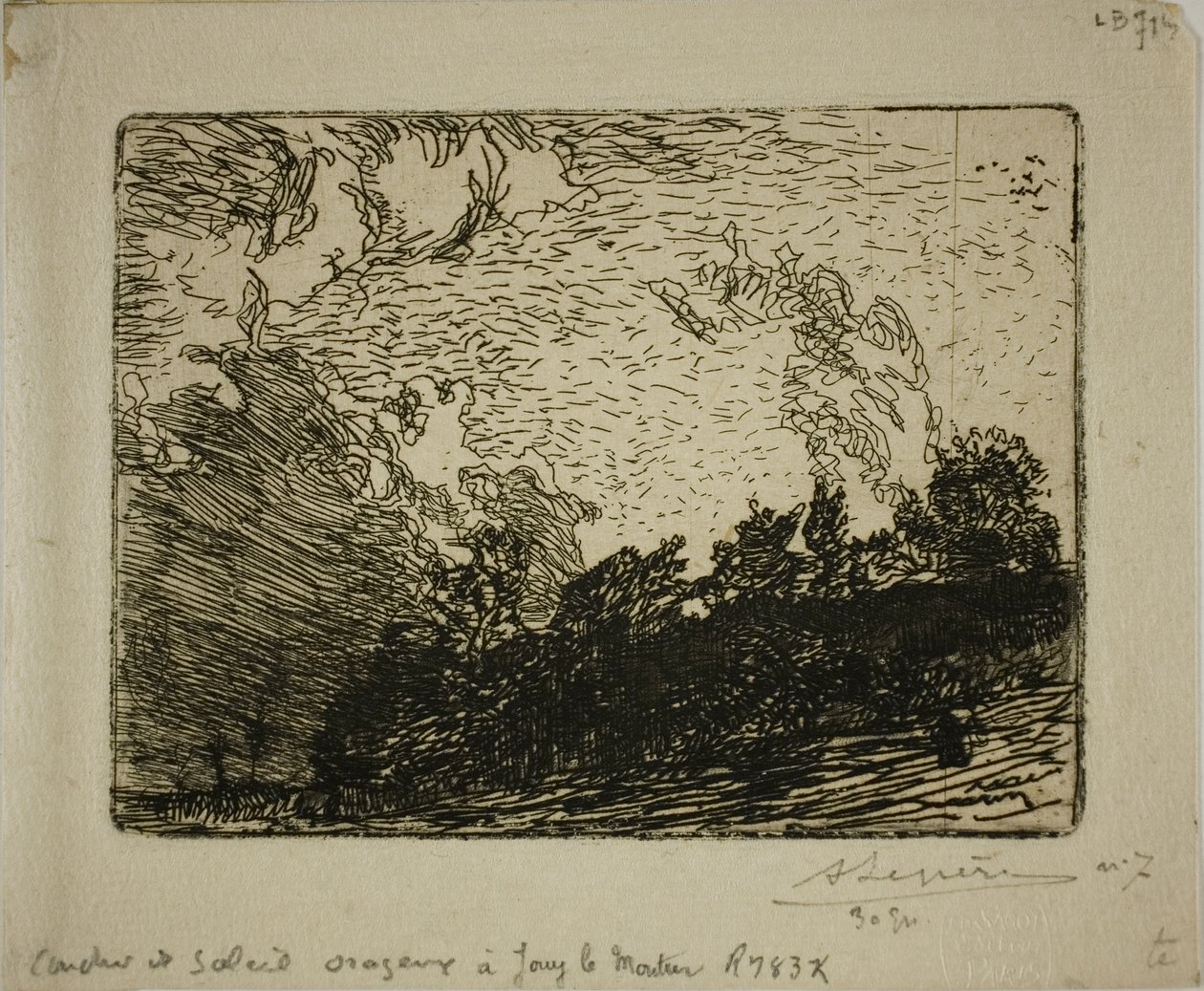 Stormig solnedgång, Jouy-le-Moutier av Louis Auguste Lepère