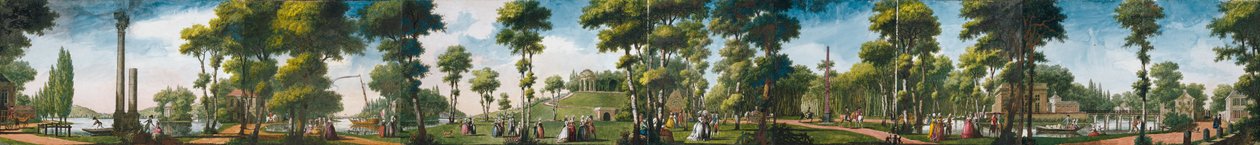 Figurer som går i en Parkland av Louis Carrogis Carmontelle