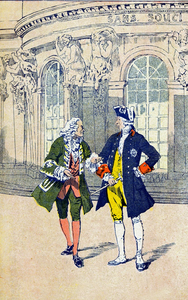 Voltaire med Fredrik II av Preussen av Louis Charles Bombled