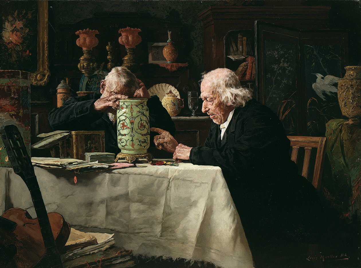 The Connoisseurs (olja på duk) av Louis Charles Moeller