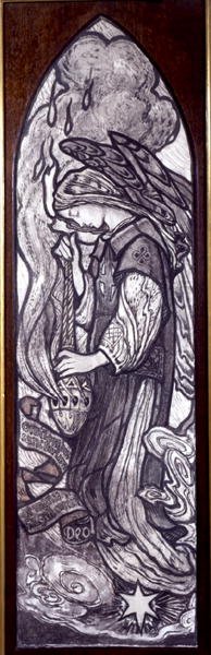 En ängel (kol med brun krita) av Louis Davis