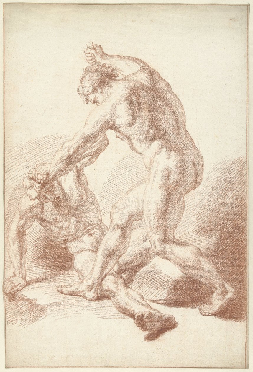 Två nakna män slåss av Louis Fabritius Dubourg