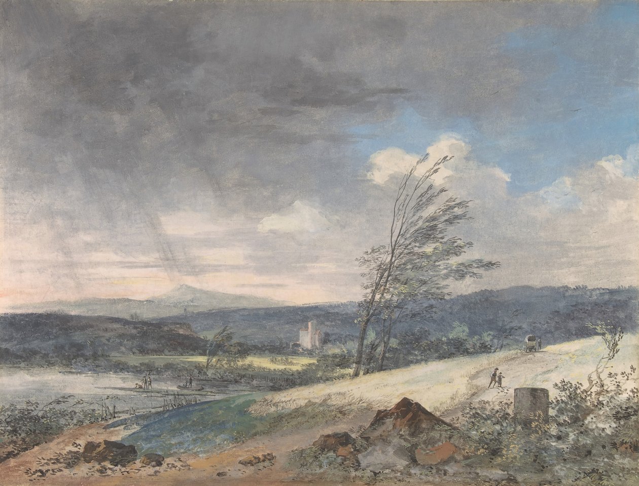 Vindpinat landskap, n.d.. av Louis Gabriel Moreau