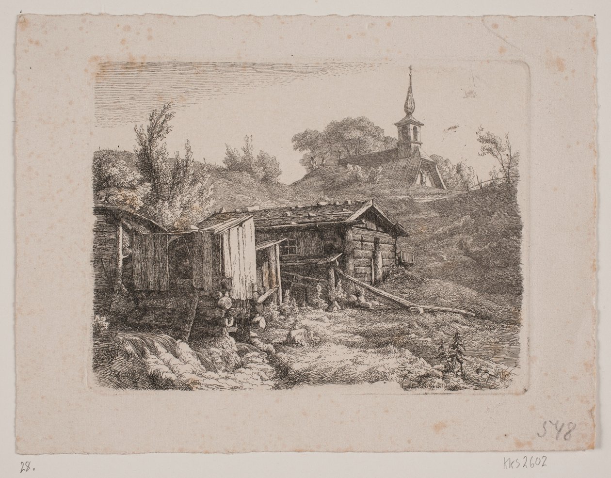 Landskap med en vattenkvarn av Louis Gurlitt