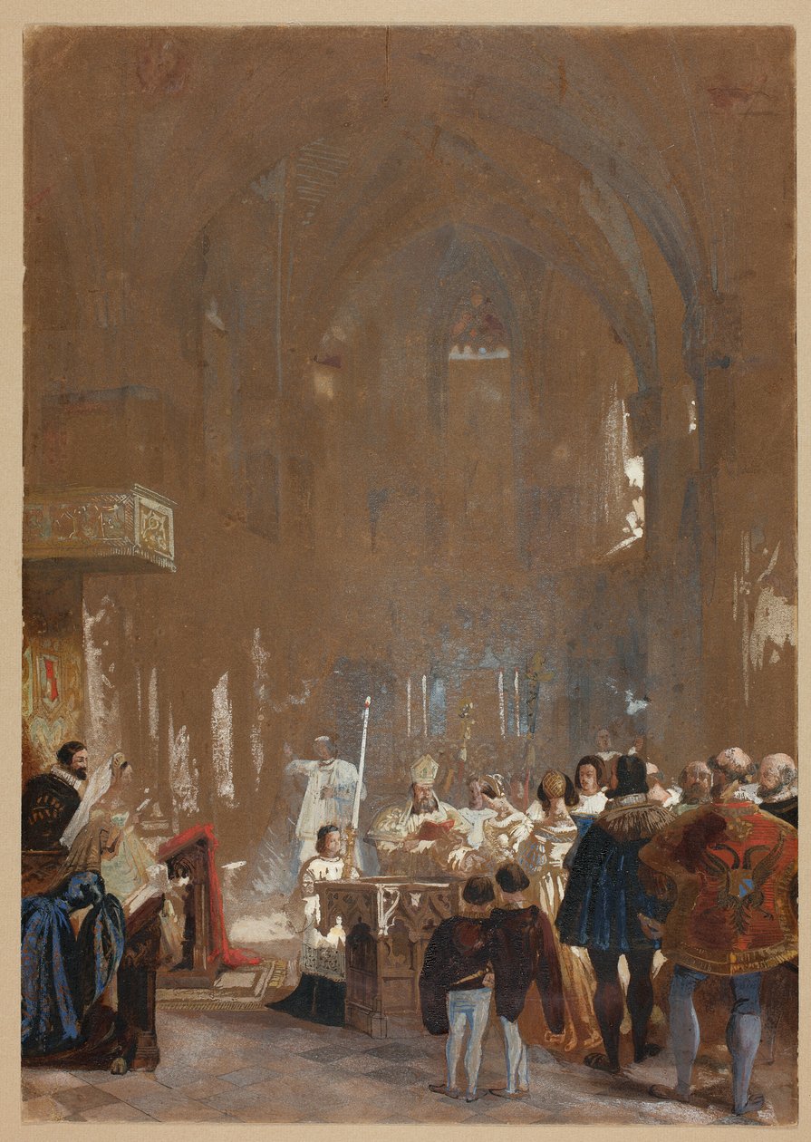 Ceremoni i en katedral av Louis Haghe