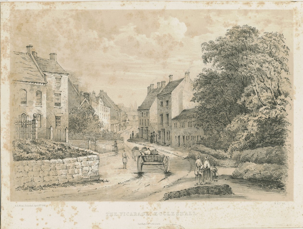 Eccleshall Village: litografi av Louis Haghe