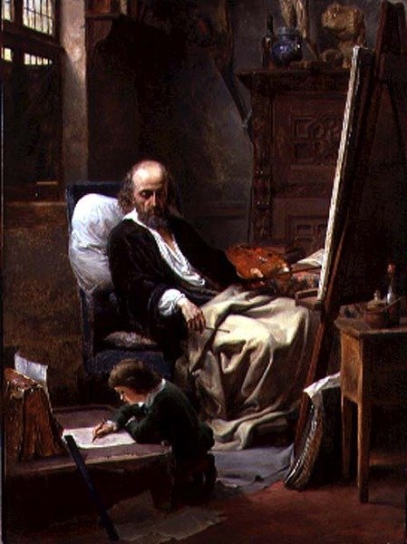 The Young Artist (olja på duk) av Louis Haghe