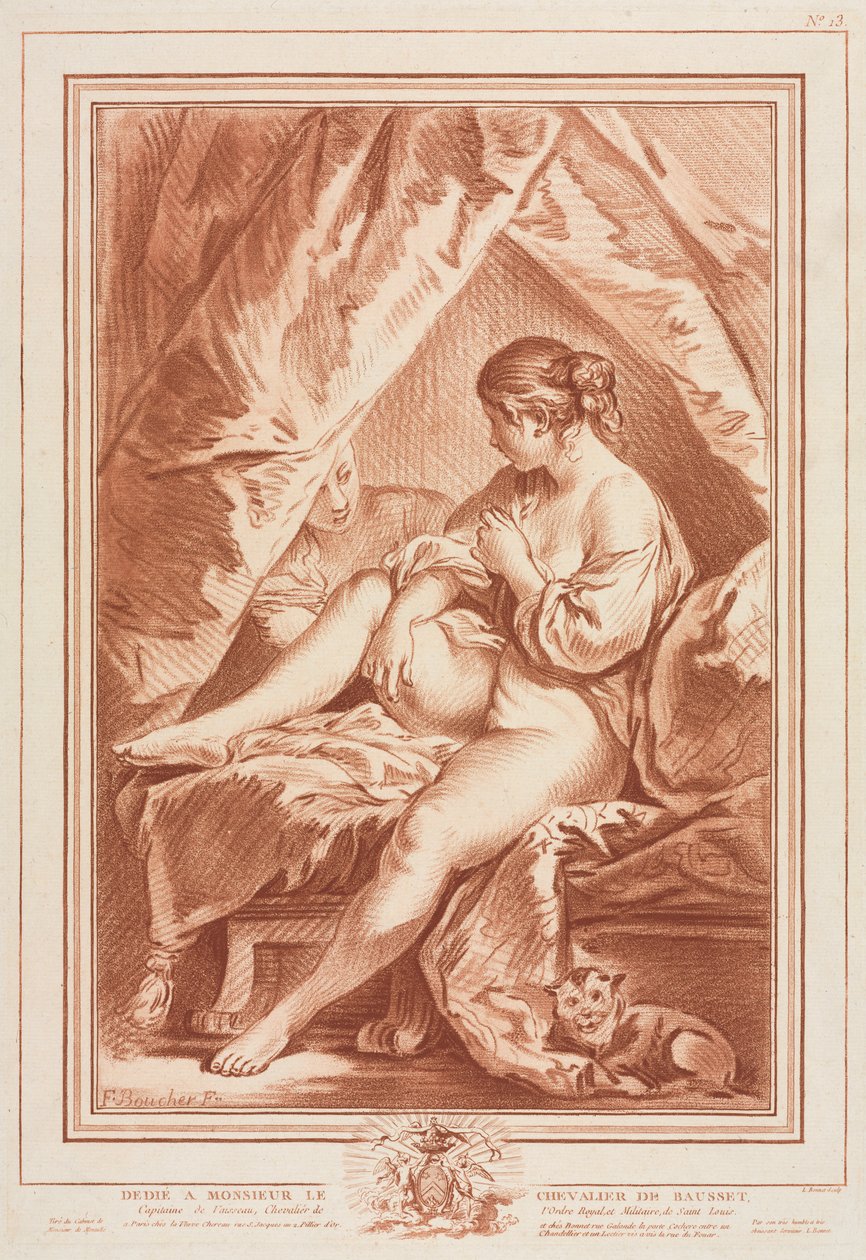 Ung kvinna som sitter på en säng av Louis Marin Bonnet