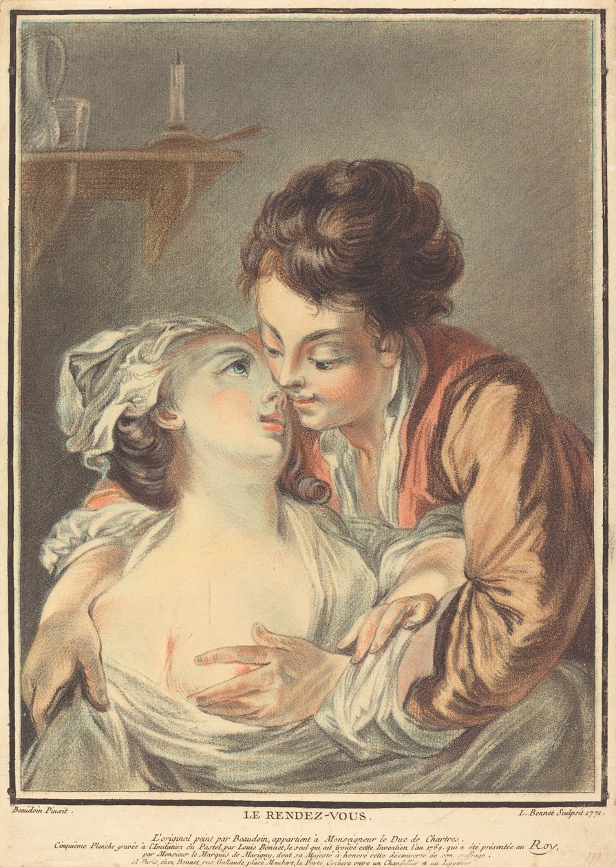 Mötet av Louis Marin Bonnet after Pierre Antoine Baudouin
