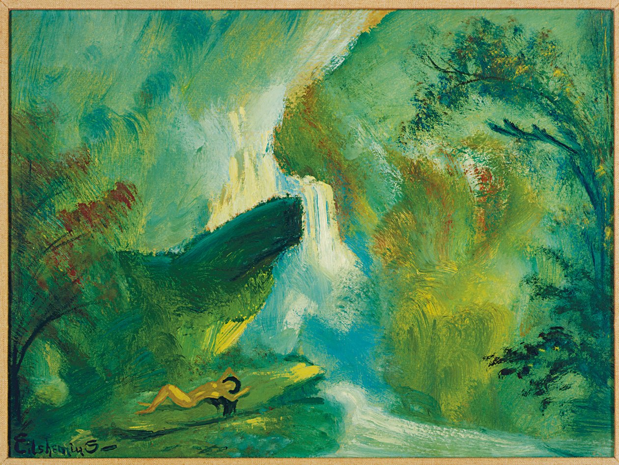 Shining Waters (olja på masonit) av Louis Michel Eilshemius