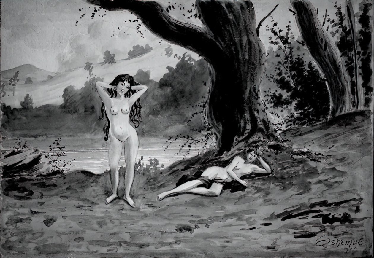 Två nakenbilder, 1900. av Louis Michel Eilshemius