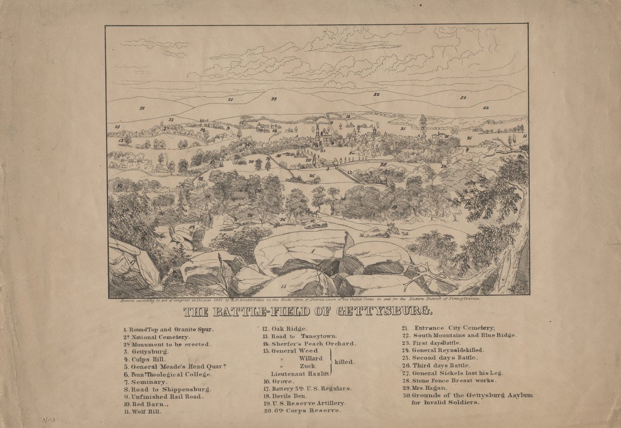 Slagfältet i Gettysburg, ca 1867 av Louis N. Rosenthal