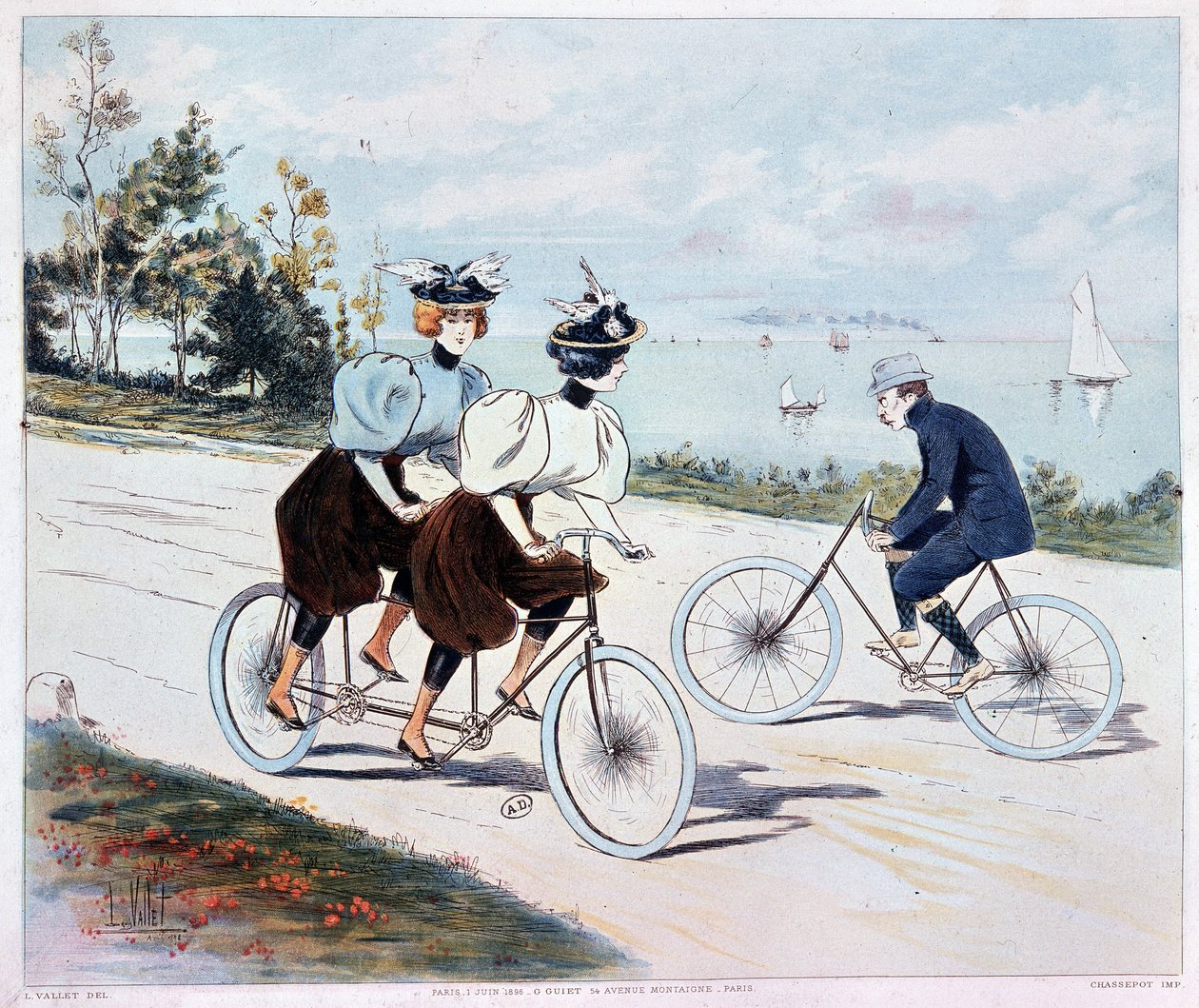 Tandem - teckning av L. Vallet av Louis Vallet