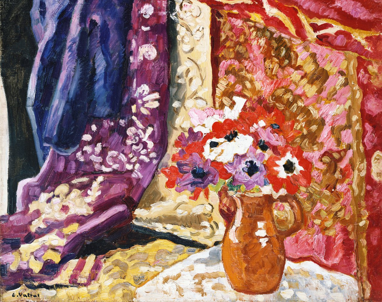 Anemoner med gardiner av Louis Valtat