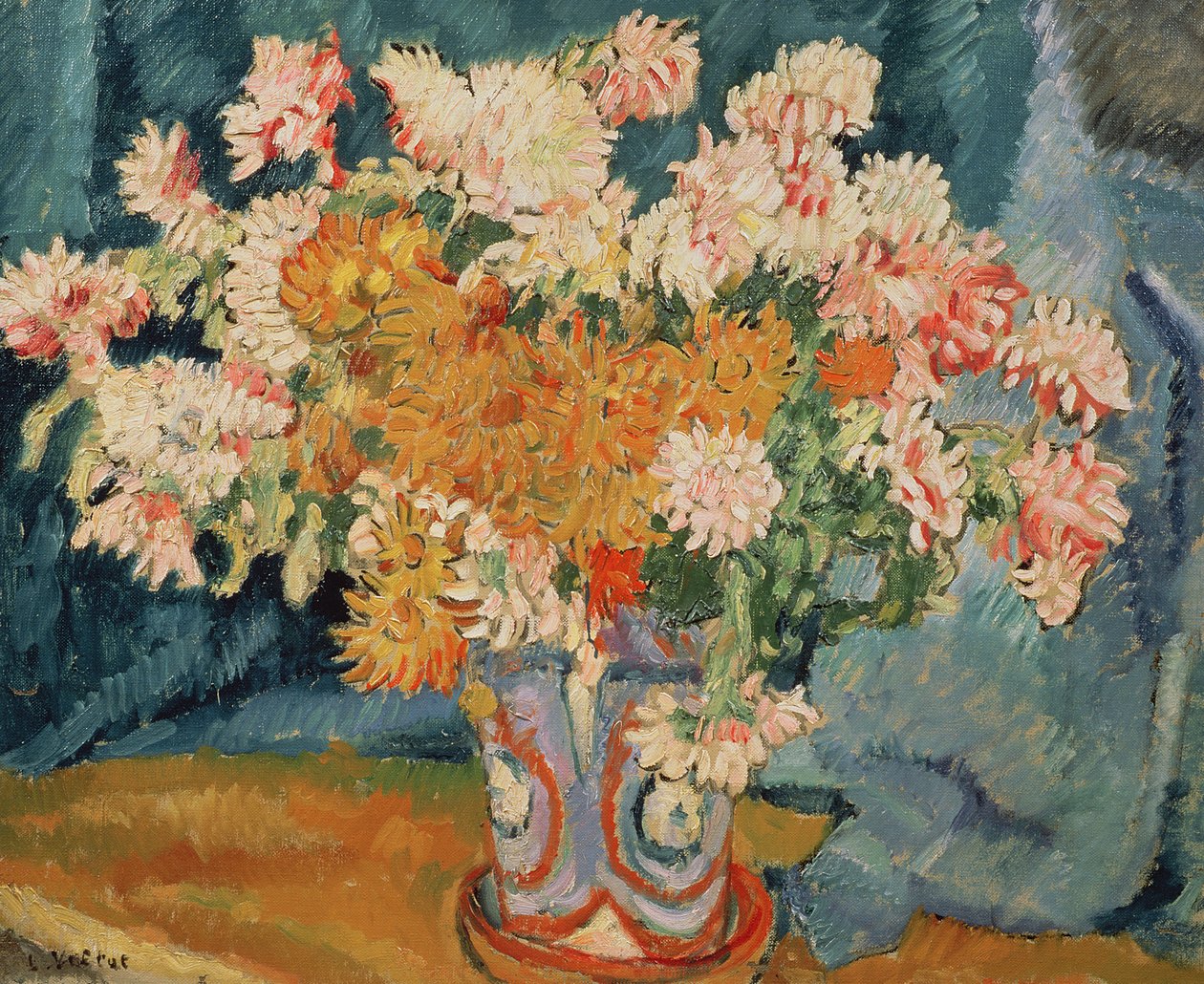Bukett av blommor (olja på duk) av Louis Valtat