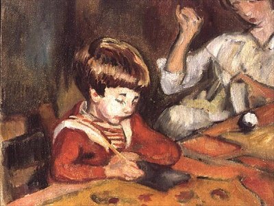 Liten pojke som gör sina läxor av Louis Valtat