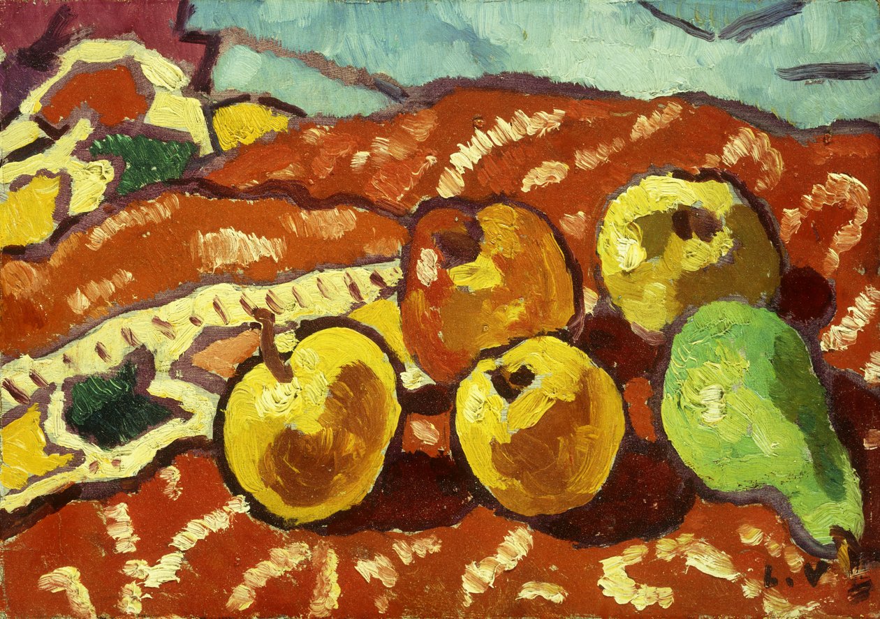 Äpplen och draperier av Louis Valtat