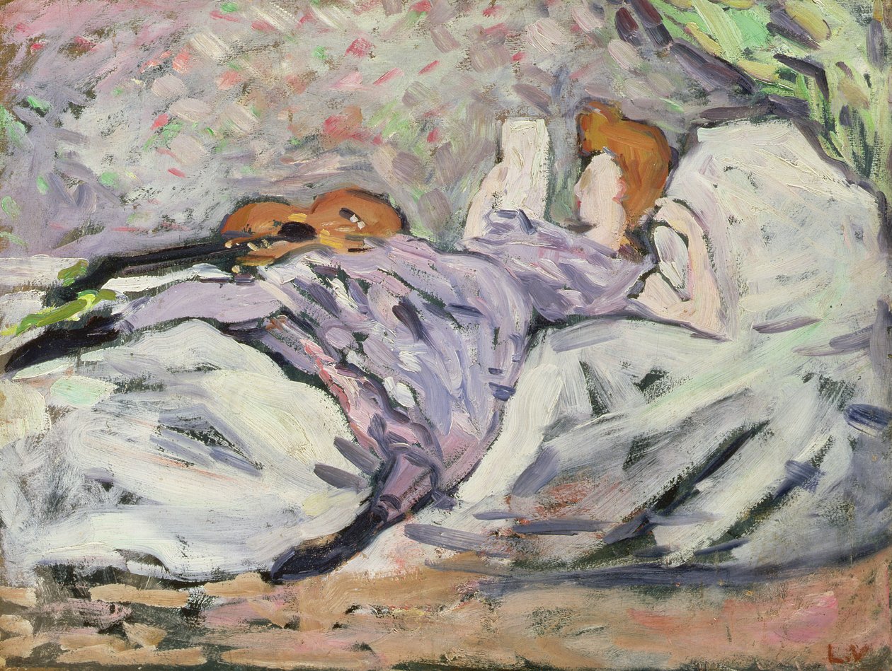 Liggande kvinna som läser (olja på duk) av Louis Valtat