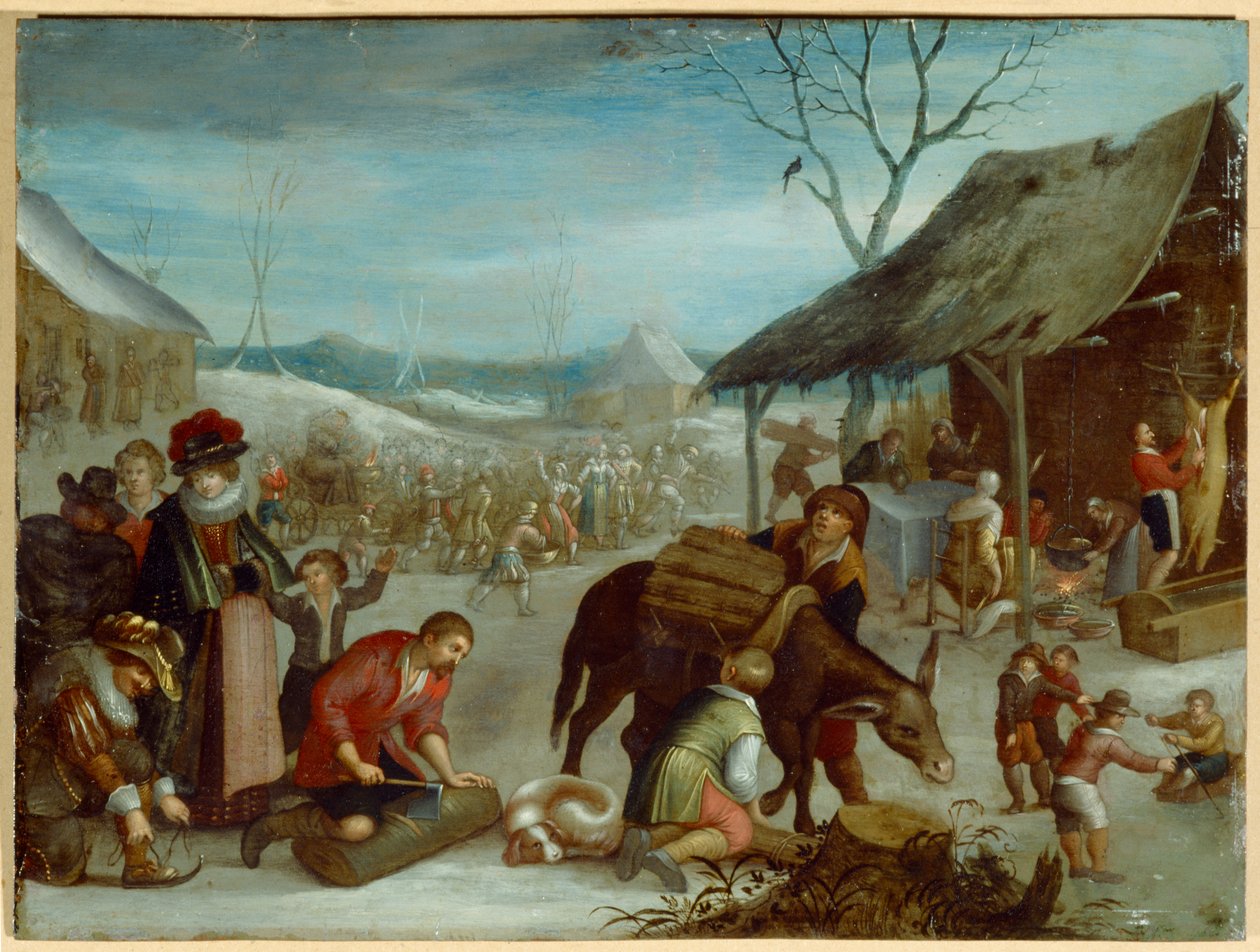 Vinter (olja på duk) av Louis de (circle of) Caullery