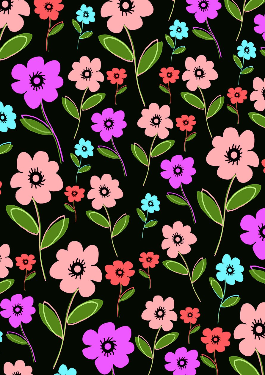 Retro blommor (digital) av Louisa Hereford