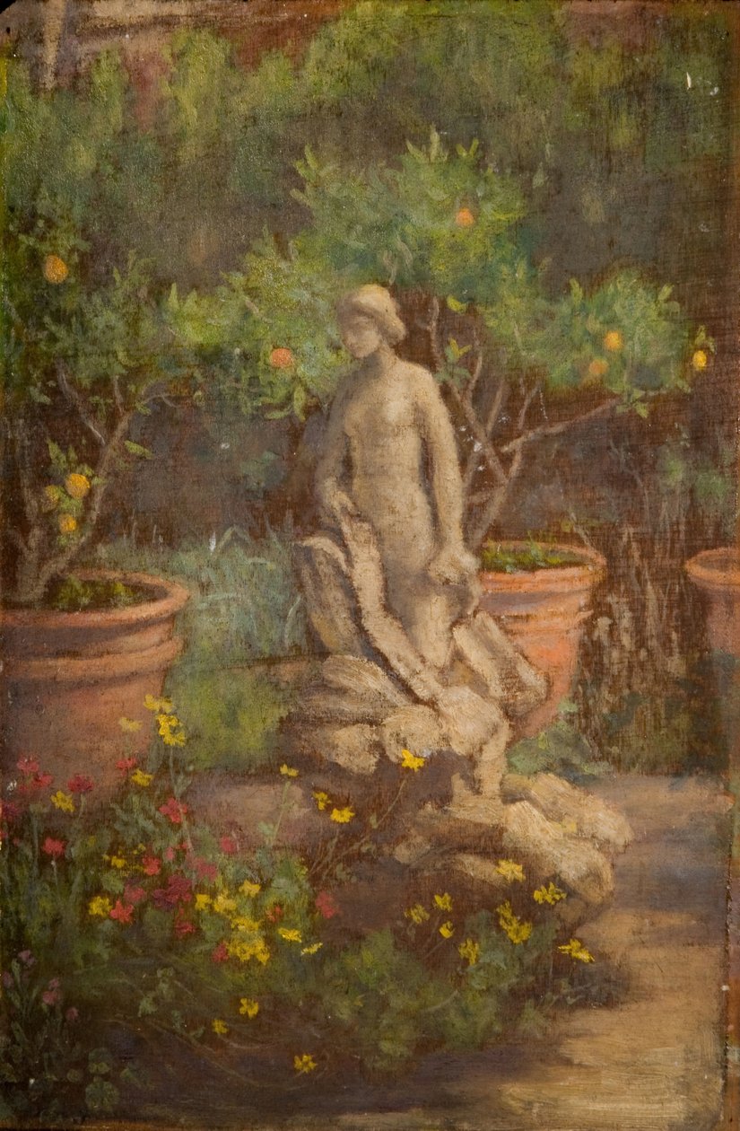 Fontän i en trädgård, Cairate, Lombardiet, 1875-1877. av Louisa Starr