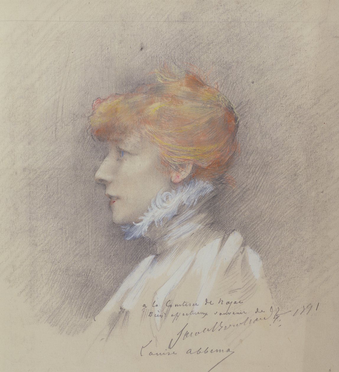 Sarah Bernhardt (1844-1923) 1891 (pastell på papper) av Louise Abbéma