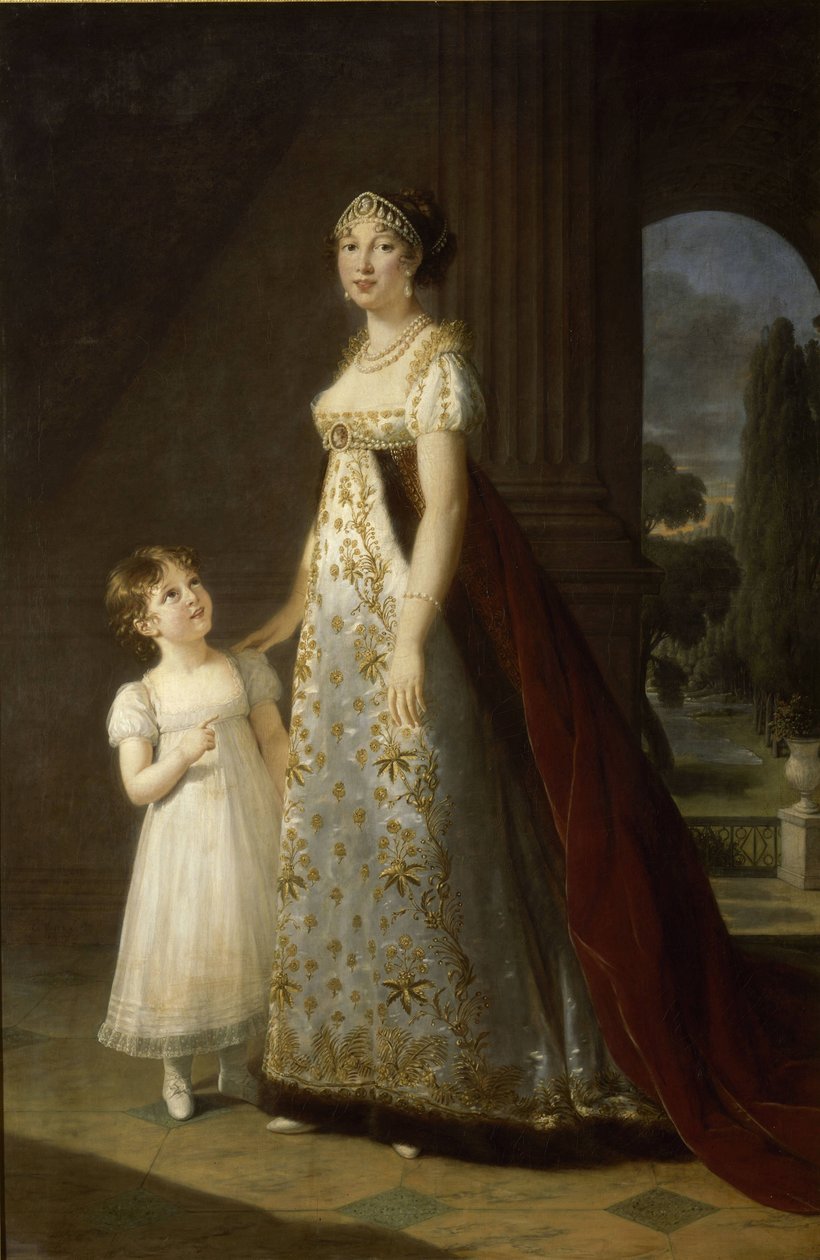 Marie-Annuciade-Caroline Bonaparte, reine de Naples, avec sa fille Laetitia-Joséphine Murat av Louise Élisabeth Vigée  Le Brun