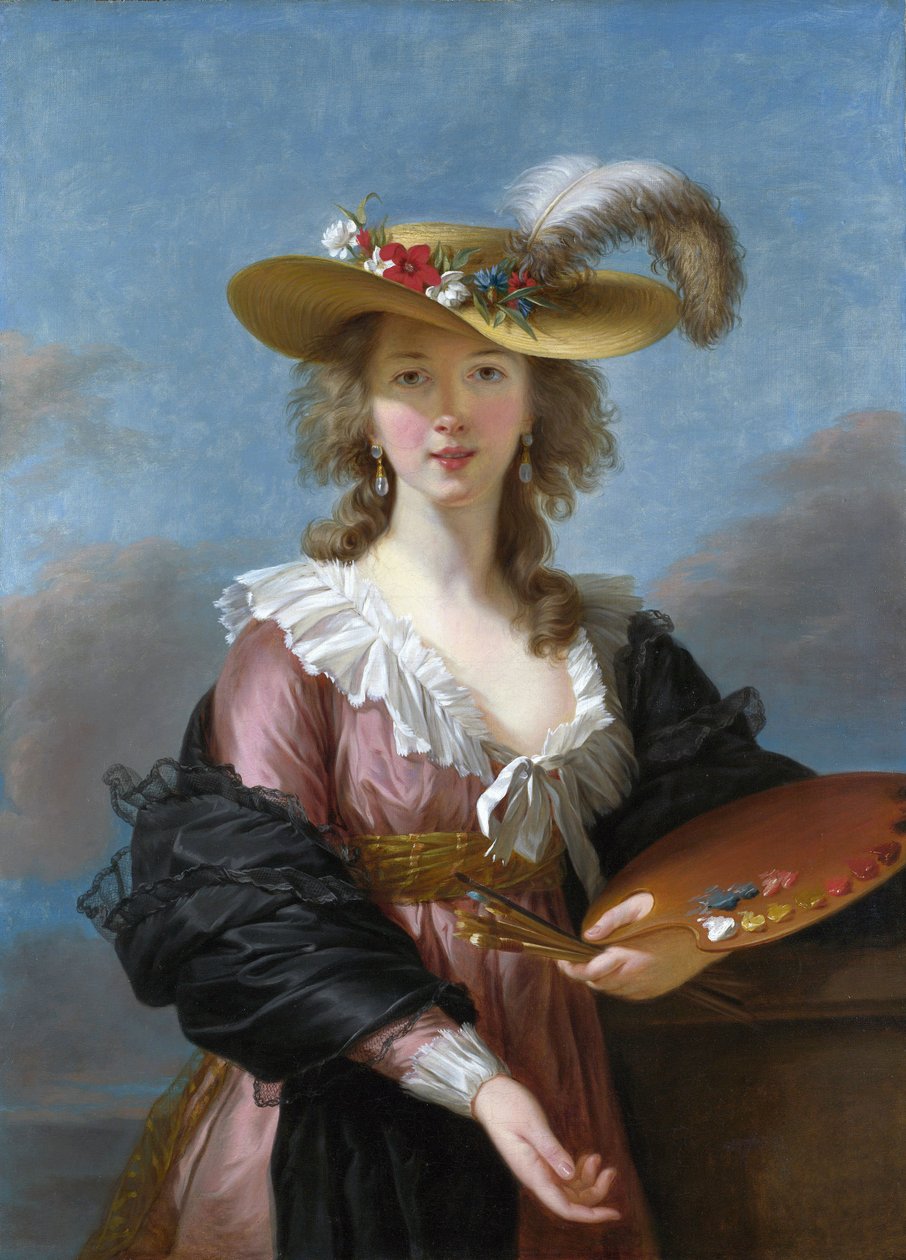 Självporträtt i en halmhatt av Elisabeth Louise Vigee Lebrun