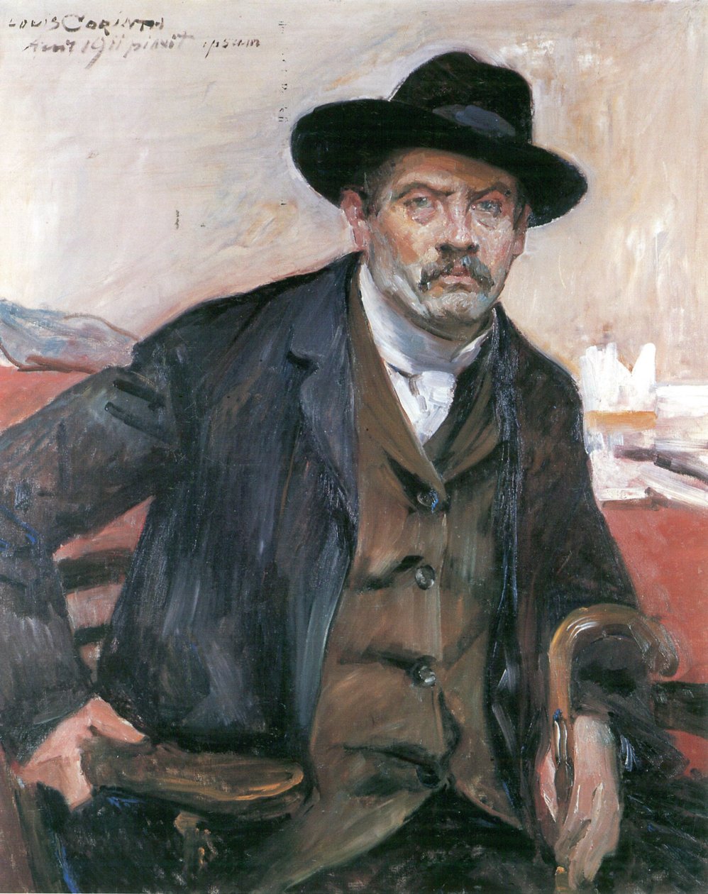  Selbstportrat mit schwarzem Hut und Stockn av Lovis Corinth