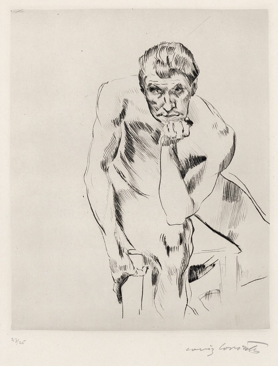  Sitzender mannlicher Akt, nachdenkendn av Lovis Corinth