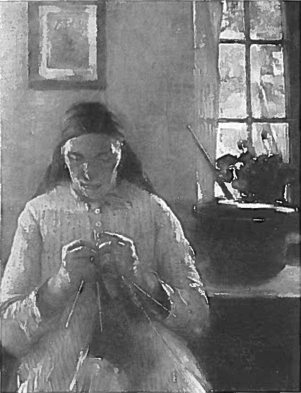  Stickande kvinna i Dachaun av Lovis Corinth